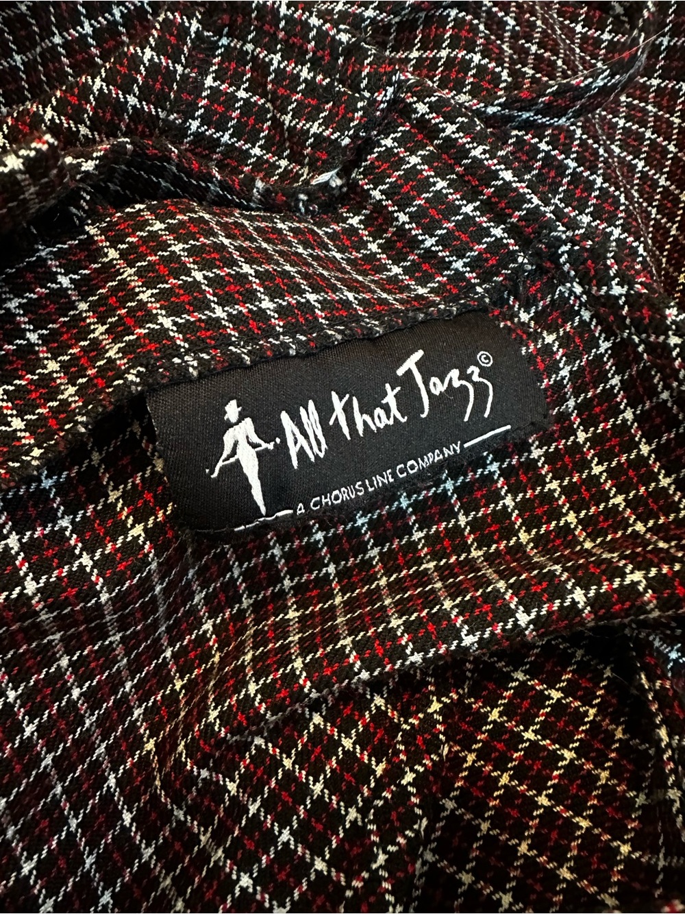 Vintage 90s All That Jazz Black & Red Plaid Mini Dress Tie Back Dark Academia - Picture 4 of 7